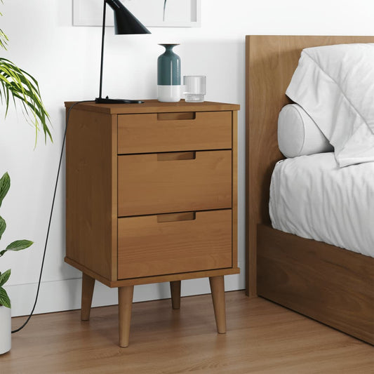 Nattbord Sengbord Brun MOLDE 40x35x65 cm heltre furu