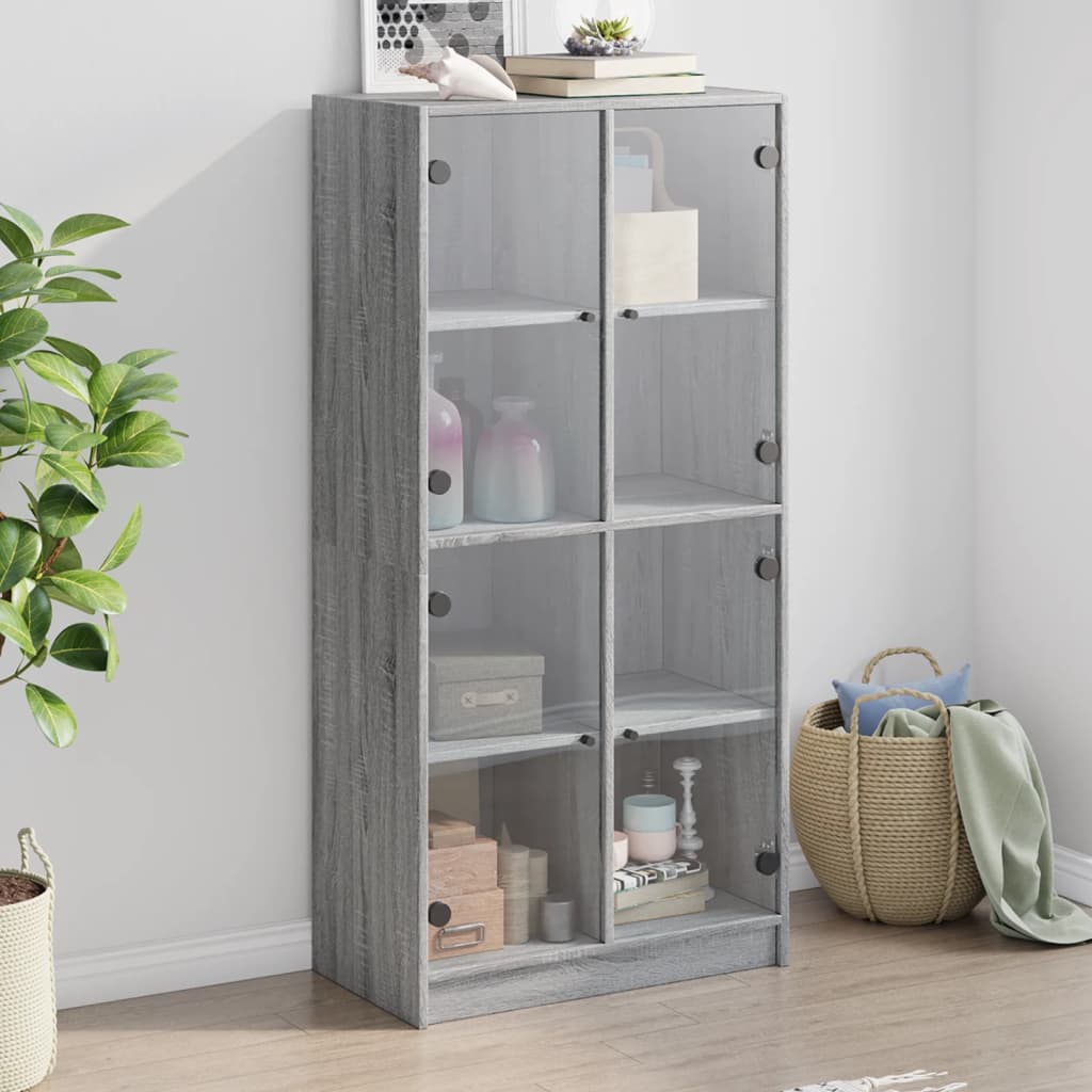 Skap Sonoma Grå med dører 68x37x142 cm