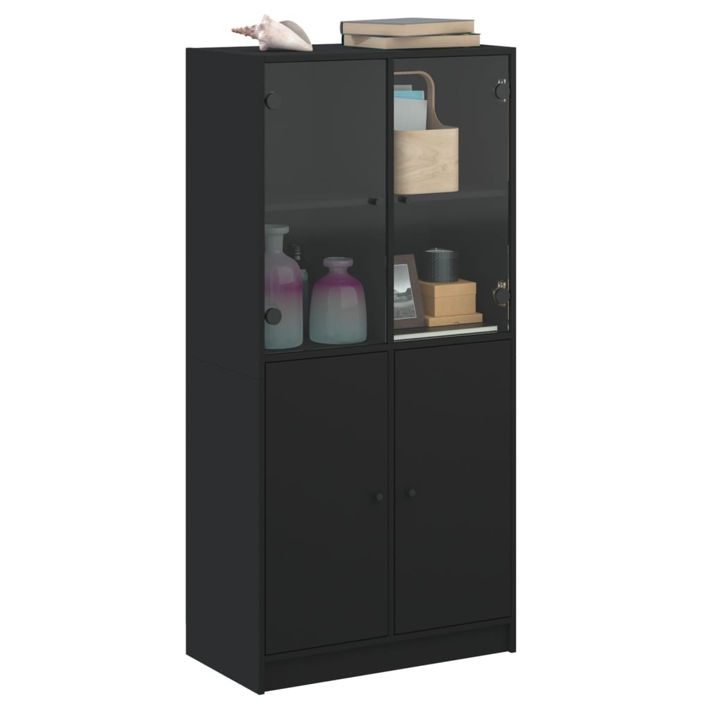 Skap Svart med dører 68x37x142 cm