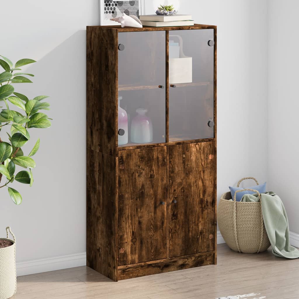 Skap Røkt Eik med dører 68x37x142 cm