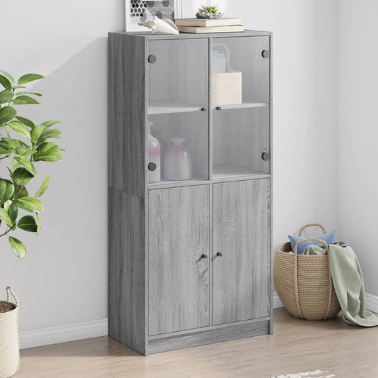 Skap Sonoma Grå med dører 68x37x142 cm