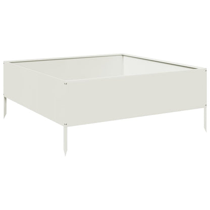 Utendørs Blomsterkasse Plantekasse Metall Hvit 100x100x25 cm stål