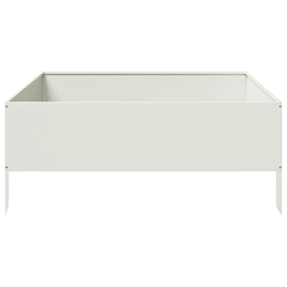 Utendørs Blomsterkasse Plantekasse Metall Hvit 100x100x25 cm stål