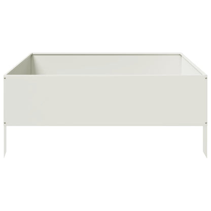 Utendørs Blomsterkasse Plantekasse Metall Hvit 100x100x25 cm stål