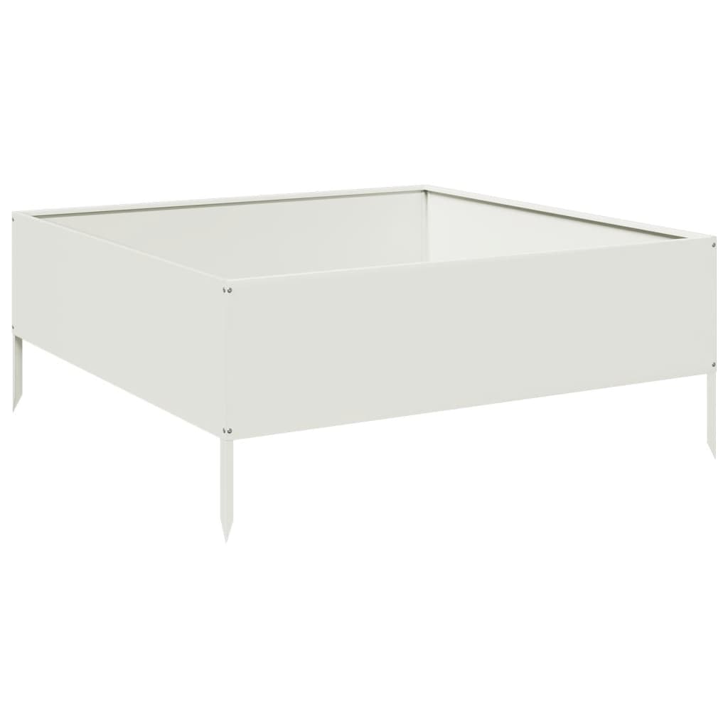 Utendørs Blomsterkasse Plantekasse Metall Hvit 100x100x25 cm stål