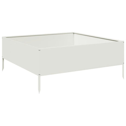 Utendørs Blomsterkasse Plantekasse Metall Hvit 100x100x25 cm stål
