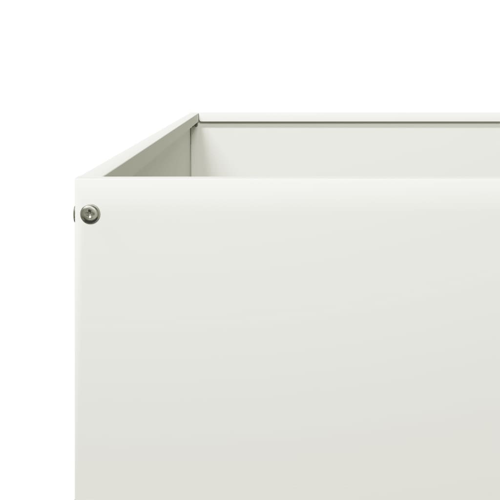 Utendørs Blomsterkasse Plantekasse Metall Hvit 100x100x25 cm stål