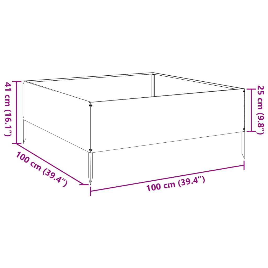 Utendørs Blomsterkasse Plantekasse Metall Hvit 100x100x25 cm stål