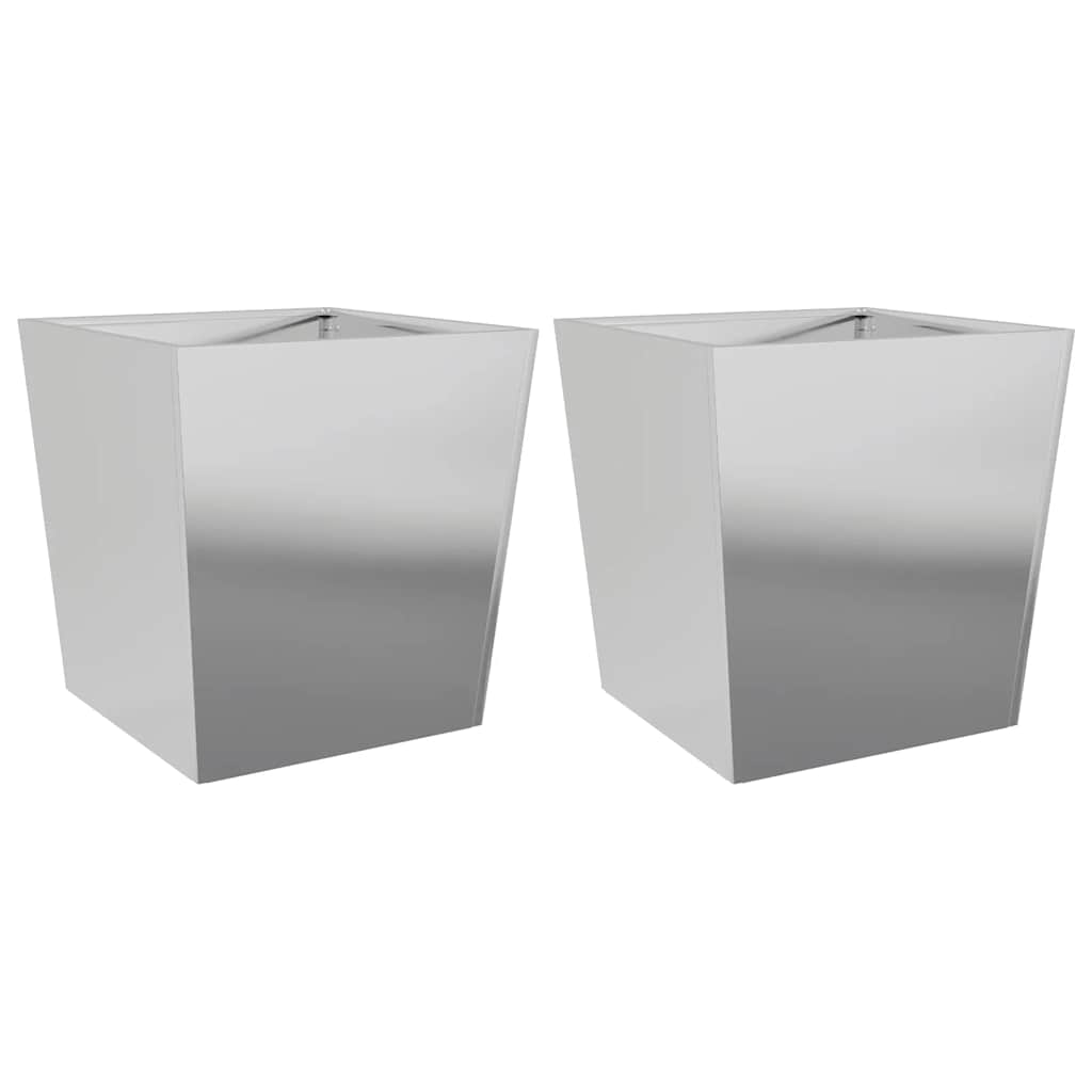 Utendørs Blomsterkasse Plantekasse Metall 2 stk 50x50x50 cm galvanisert stål