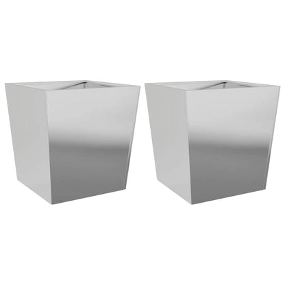 Utendørs Blomsterkasse Plantekasse Metall 2 stk 50x50x50 cm galvanisert stål