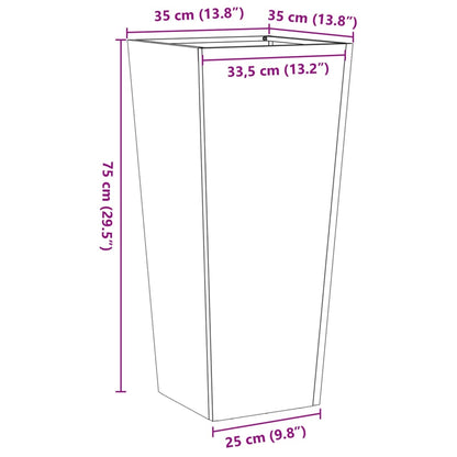 Utendørs Blomsterkasse Plantekasse Metall Svart 35x35x75 cm stål