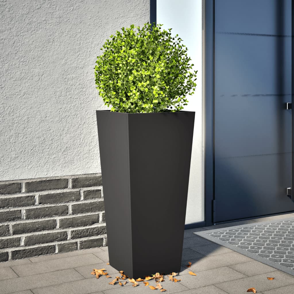 Utendørs Blomsterkasse Plantekasse Metall Svart 35x35x75 cm stål