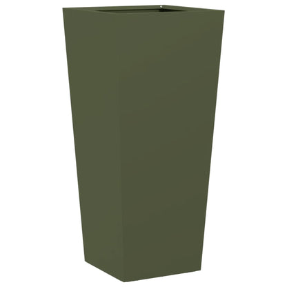 Utendørs Blomsterkasse Plantekasse Metall olivengrønn 35x35x75 cm stål