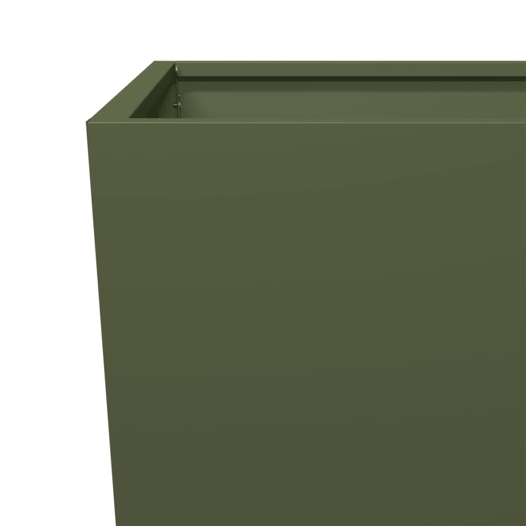 Utendørs Blomsterkasse Plantekasse Metall olivengrønn 35x35x75 cm stål