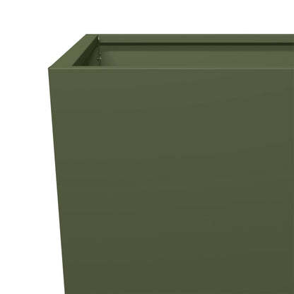 Utendørs Blomsterkasse Plantekasse Metall olivengrønn 35x35x75 cm stål
