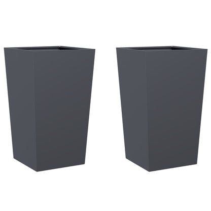 Plantekasser 2 stk antrasitt 45x45x75 cm stål