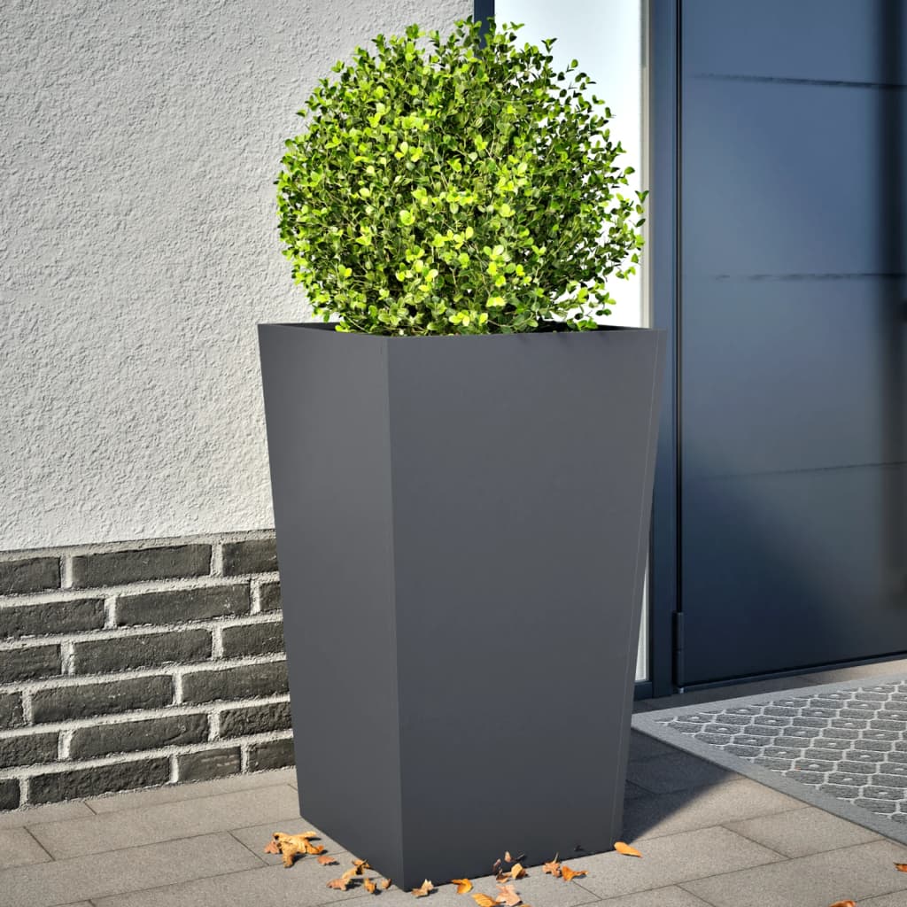 Plantekasser 2 stk antrasitt 45x45x75 cm stål