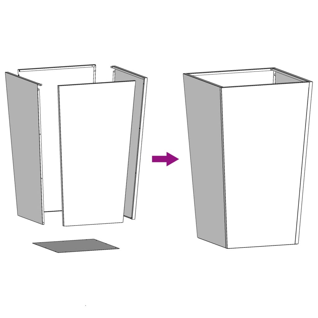 Utendørs Blomsterkasse Plantekasse Metall 45x45x75 cm galvanisert stål