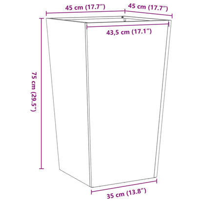 Utendørs Blomsterkasse Plantekasse Metall 45x45x75 cm galvanisert stål