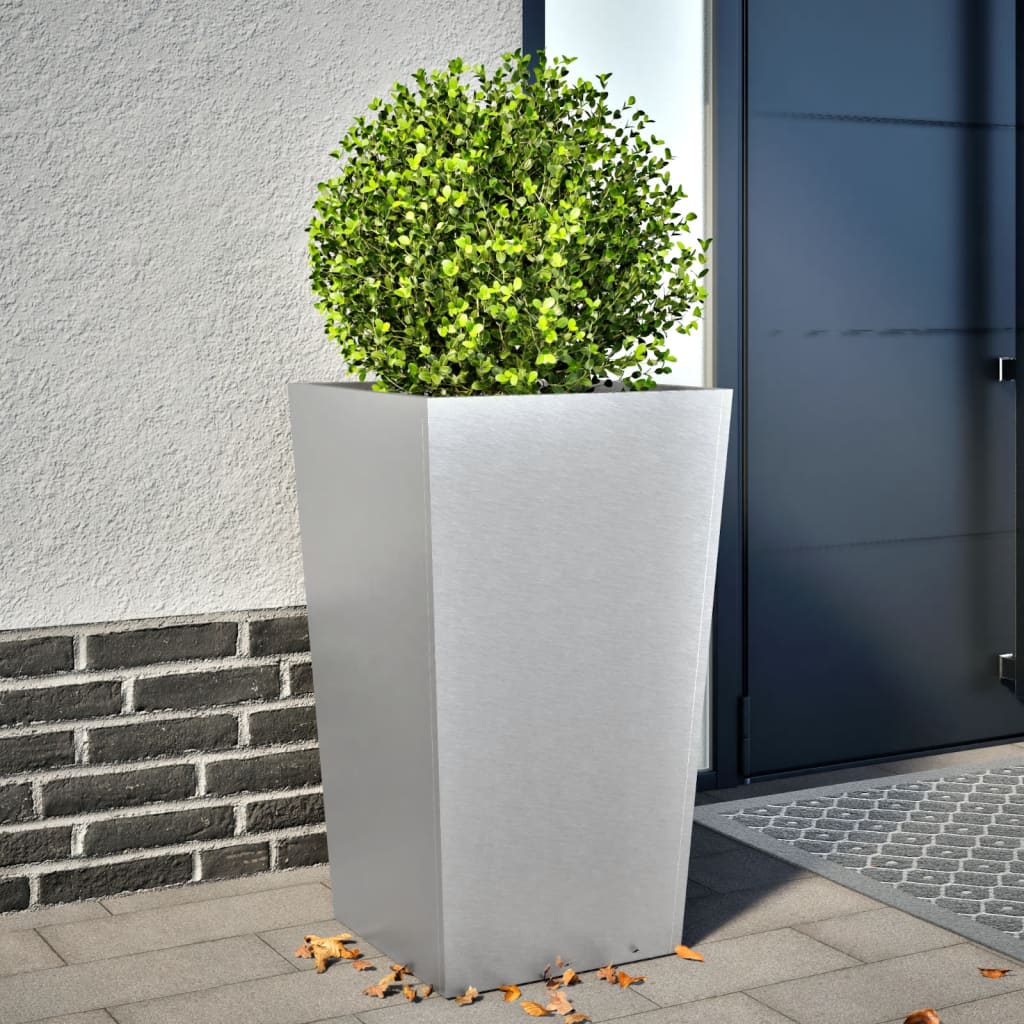 Utendørs Blomsterkasse Plantekasse Metall 45x45x75 cm galvanisert stål