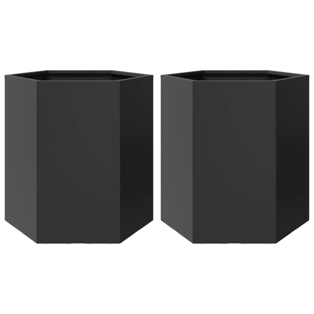 Hageplanter 2 stk svart sekskantet 46x40x45 cm stål