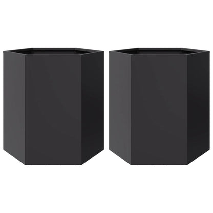 Hageplanter 2 stk svart sekskantet 46x40x45 cm stål