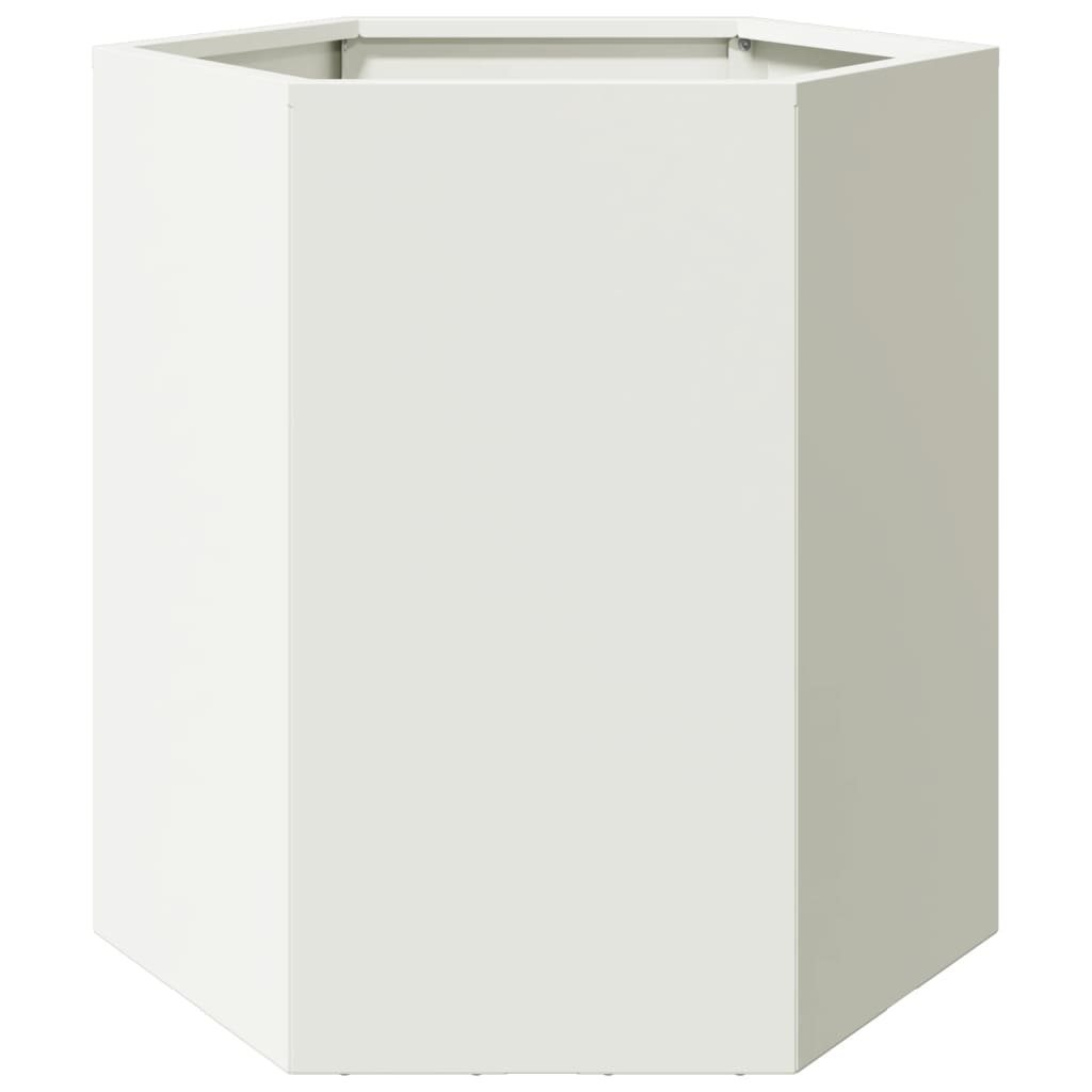 Utendørs Blomsterkasse Plantekasse Metall Hvit sekskantet 46x40x45 cm stål