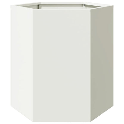 Utendørs Blomsterkasse Plantekasse Metall Hvit sekskantet 46x40x45 cm stål