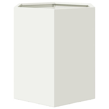 Utendørs Blomsterkasse Plantekasse Metall Hvit sekskantet 46x40x45 cm stål