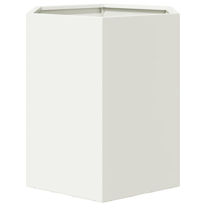 Utendørs Blomsterkasse Plantekasse Metall Hvit sekskantet 46x40x45 cm stål