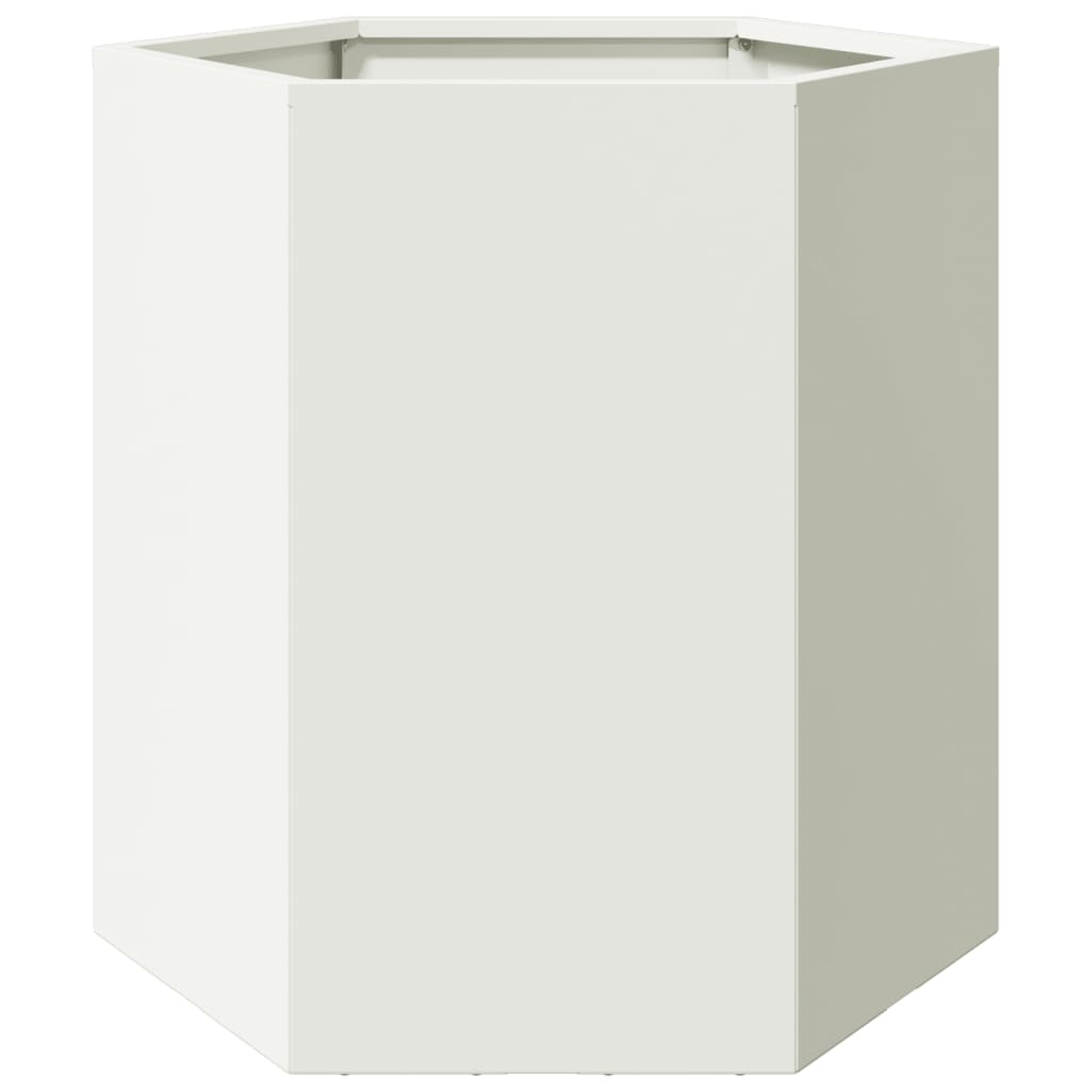 Utendørs Blomsterkasse Plantekasse Metall Hvit sekskantet 46x40x45 cm stål