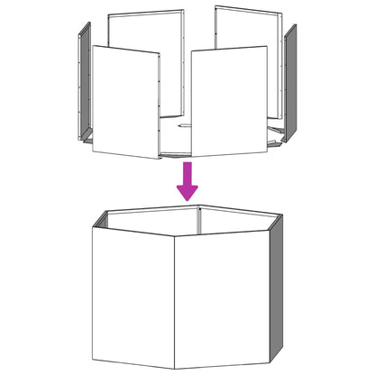 Utendørs Blomsterkasse Plantekasse Metall Hvit sekskantet 46x40x45 cm stål
