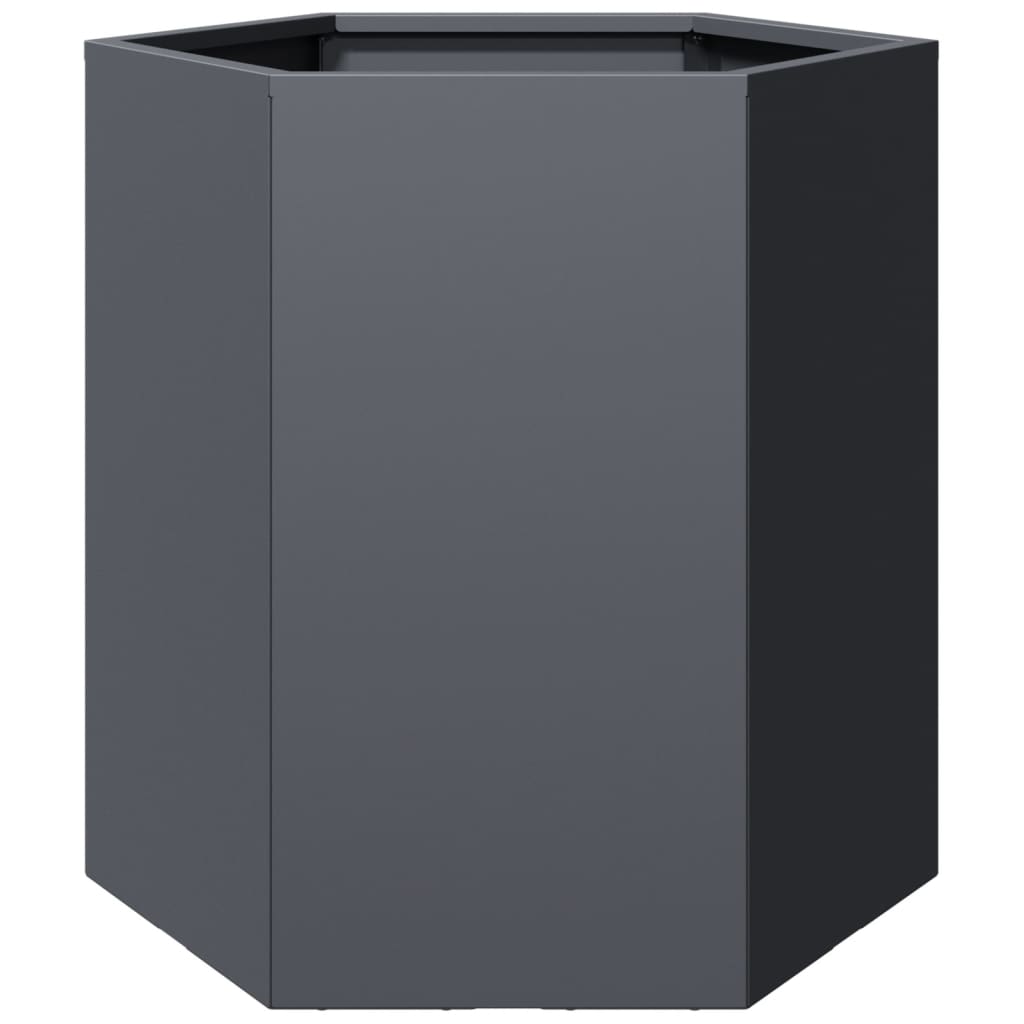 Utendørs Blomsterkasse Plantekasse Metall antrasitt sekskantet 46x40x45 cm stål