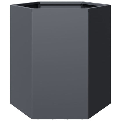 Utendørs Blomsterkasse Plantekasse Metall antrasitt sekskantet 46x40x45 cm stål