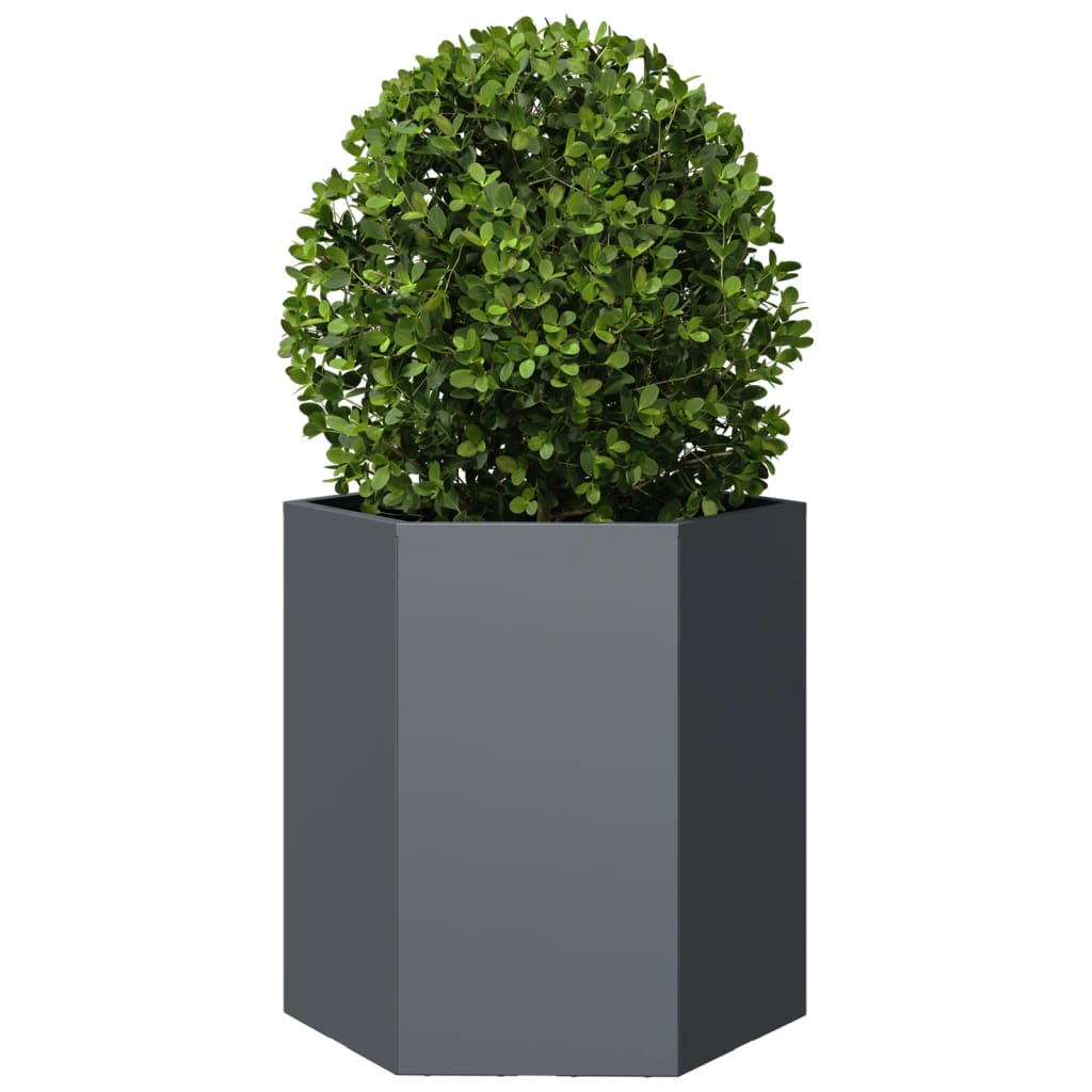 Utendørs Blomsterkasse Plantekasse Metall antrasitt sekskantet 46x40x45 cm stål
