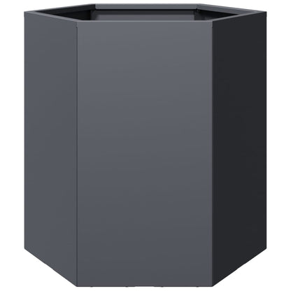 Utendørs Blomsterkasse Plantekasse Metall antrasitt sekskantet 46x40x45 cm stål