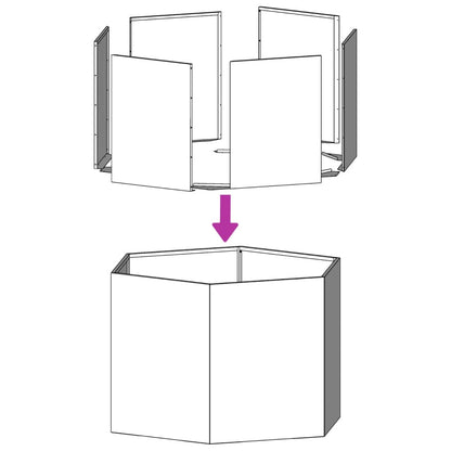 Utendørs Blomsterkasse Plantekasse Metall antrasitt sekskantet 46x40x45 cm stål