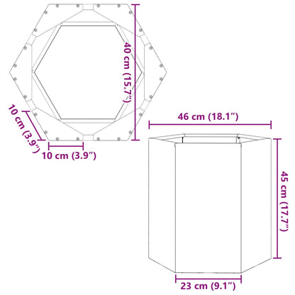 Utendørs Blomsterkasse Plantekasse Metall antrasitt sekskantet 46x40x45 cm stål