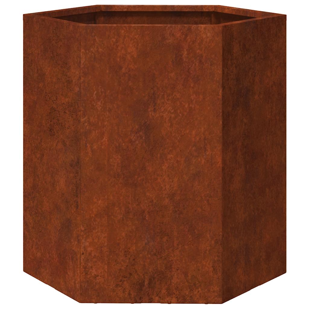 Plantekasser 2 stk sekskantet 46x40x45 cm Forvitringsstål