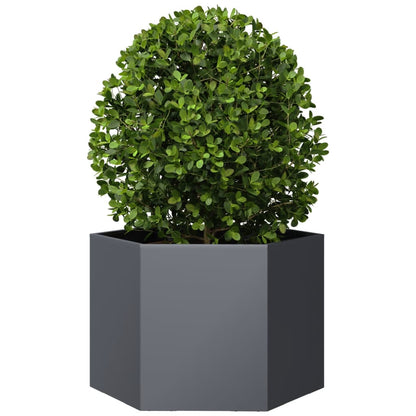Utendørs Blomsterkasse Plantekasse Metall antrasitt sekskantet 69x60x45 cm stål