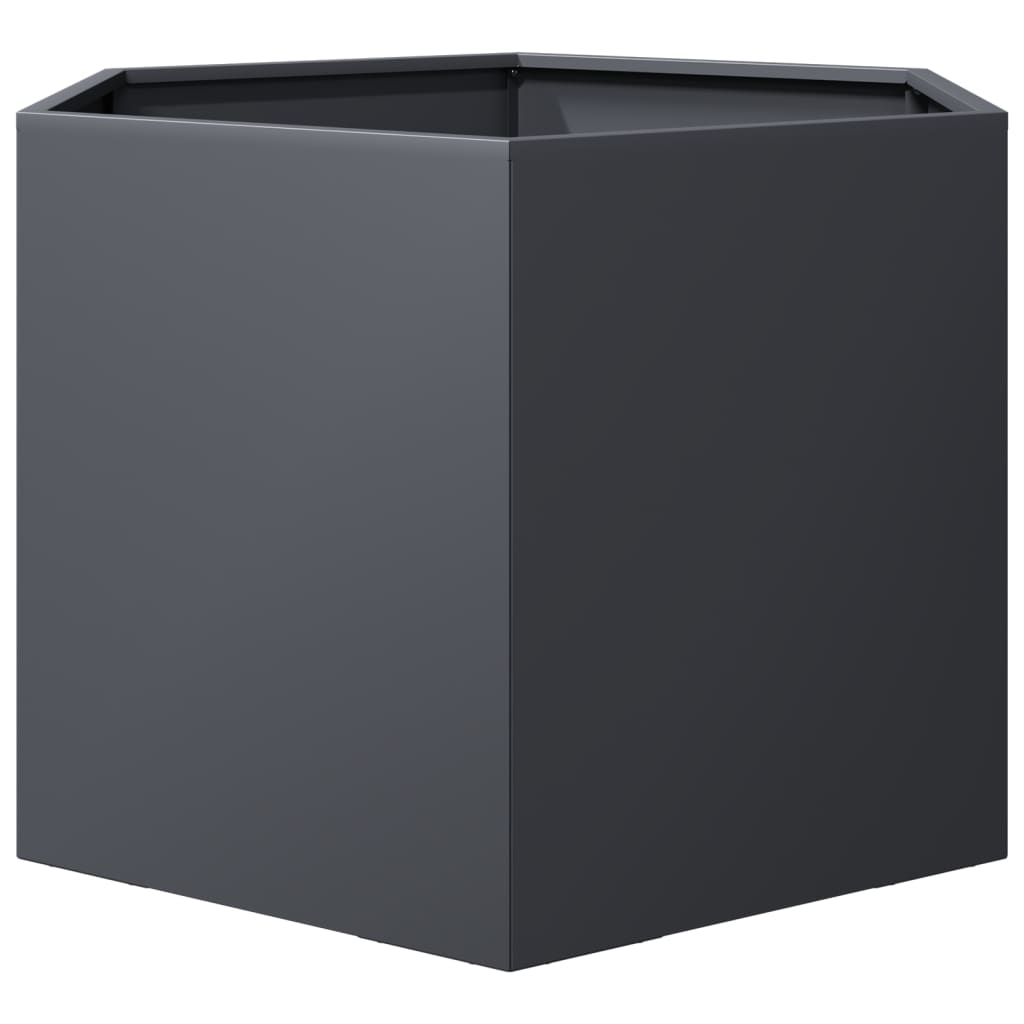 Utendørs Blomsterkasse Plantekasse Metall antrasitt sekskantet 69x60x45 cm stål