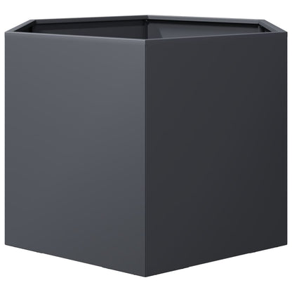 Utendørs Blomsterkasse Plantekasse Metall antrasitt sekskantet 69x60x45 cm stål