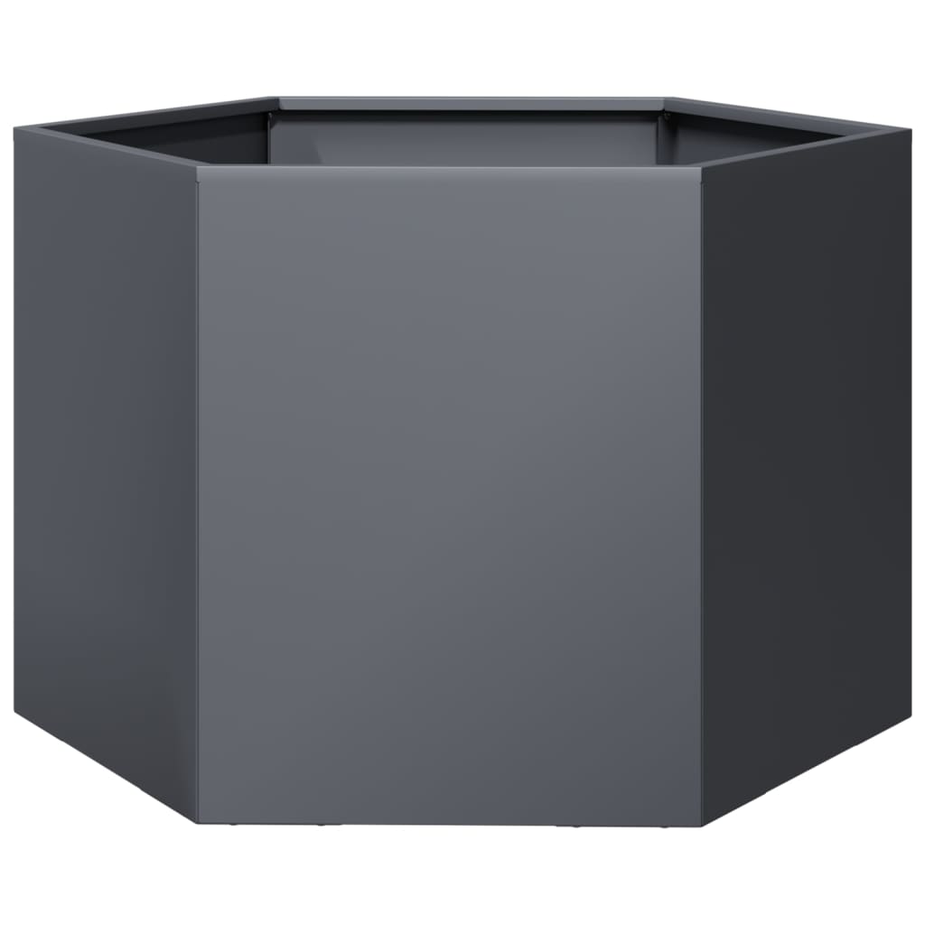 Utendørs Blomsterkasse Plantekasse Metall antrasitt sekskantet 69x60x45 cm stål