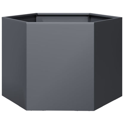 Utendørs Blomsterkasse Plantekasse Metall antrasitt sekskantet 69x60x45 cm stål