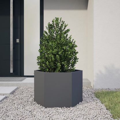 Utendørs Blomsterkasse Plantekasse Metall antrasitt sekskantet 69x60x45 cm stål