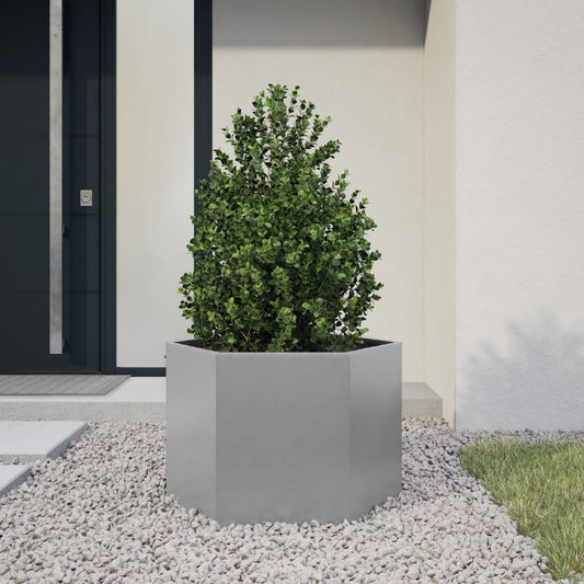 Utendørs Blomsterkasse Plantekasse Metall Svart sekskantet 69x60x45 cm galvanisert stål