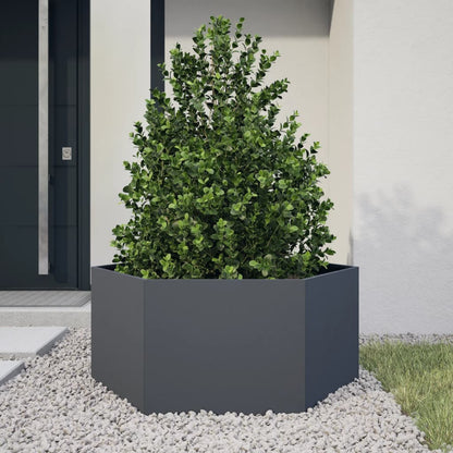 Plantekasse antrasitt sekskantet 104x90x45 cm stål