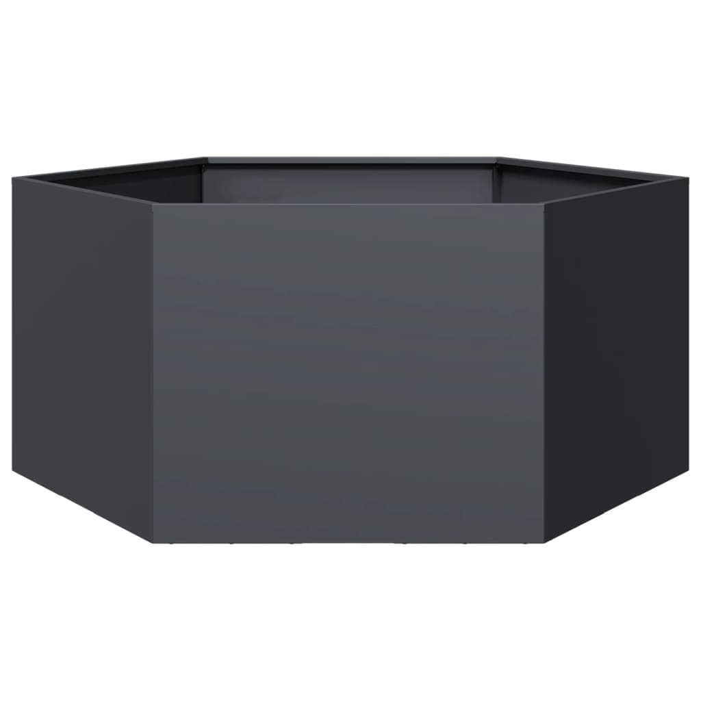 Plantekasse antrasitt sekskantet 104x90x45 cm stål