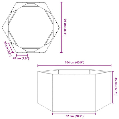 Plantekasse antrasitt sekskantet 104x90x45 cm stål