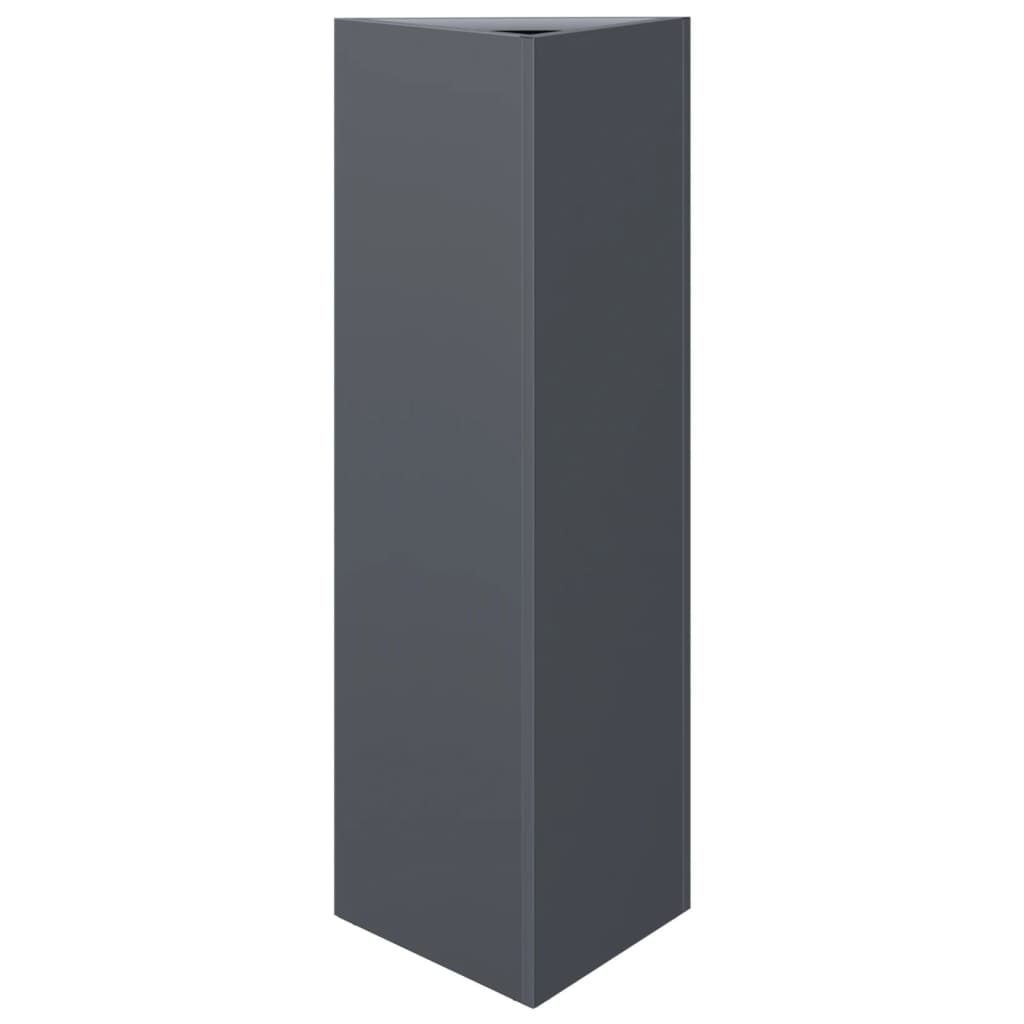 Utendørs Blomsterkasse Plantekasse Metall antrasitt trekantet 30x26x75 cm stål